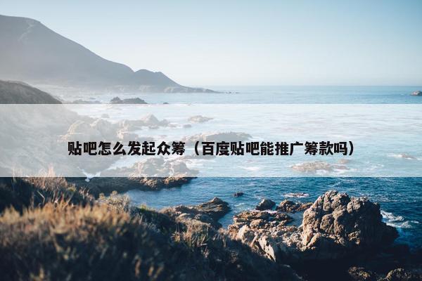 贴吧怎么发起众筹（百度贴吧能推广筹款吗）