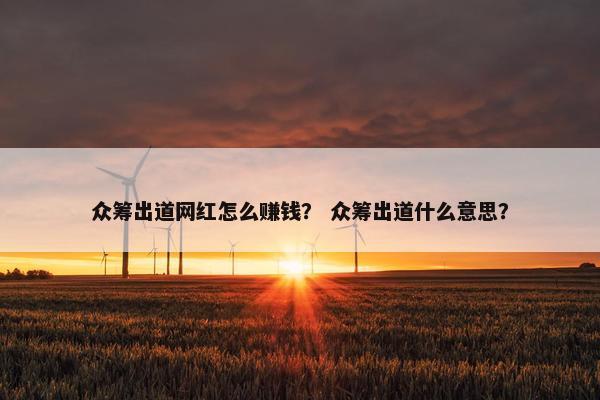 众筹出道网红怎么赚钱？ 众筹出道什么意思？