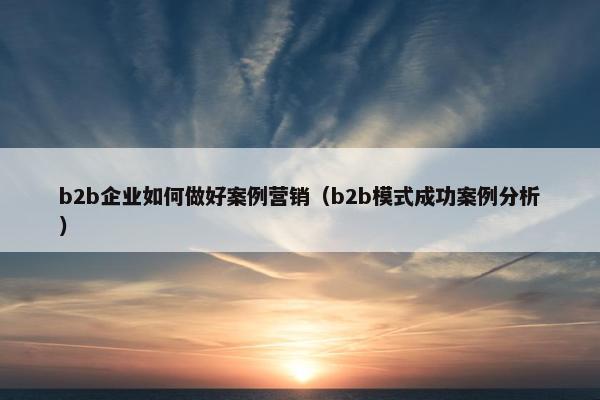 b2b企业如何做好案例营销（b2b模式成功案例分析）