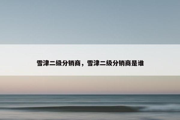 雪津二级分销商，雪津二级分销商是谁