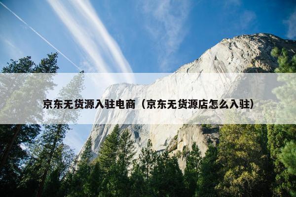 京东无货源入驻电商（京东无货源店怎么入驻）