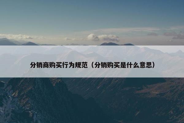 分销商购买行为规范（分销购买是什么意思）