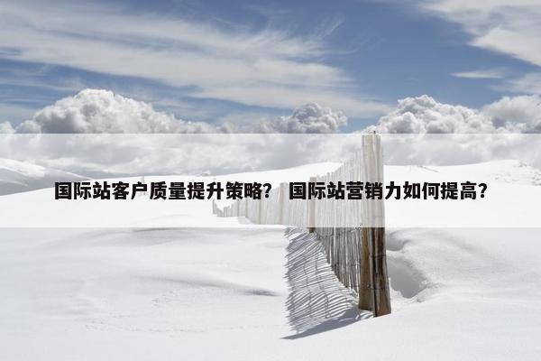 国际站客户质量提升策略？ 国际站营销力如何提高？
