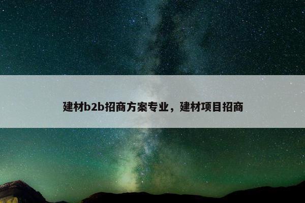 建材b2b招商方案专业，建材项目招商
