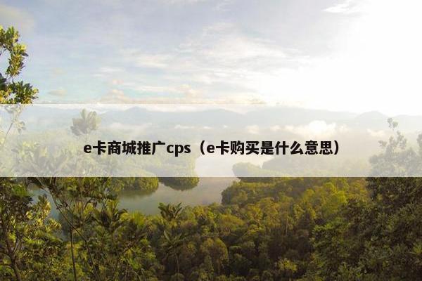 e卡商城推广cps（e卡购买是什么意思）
