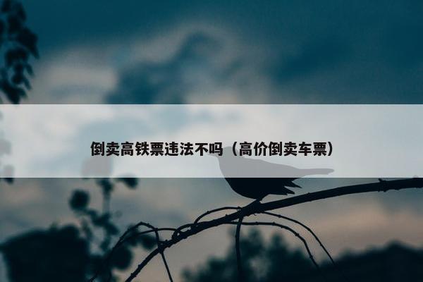 倒卖高铁票违法不吗（高价倒卖车票）