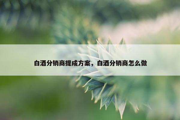 白酒分销商提成方案，白酒分销商怎么做