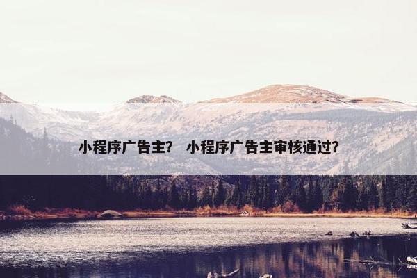 小程序广告主？ 小程序广告主审核通过？