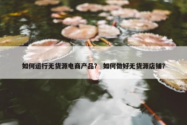 如何运行无货源电商产品？ 如何做好无货源店铺？