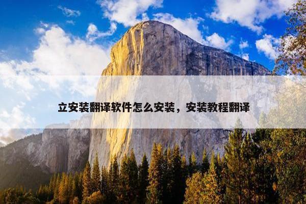 立安装翻译软件怎么安装，安装教程翻译