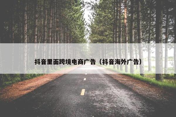 抖音里面跨境电商广告（抖音海外广告）