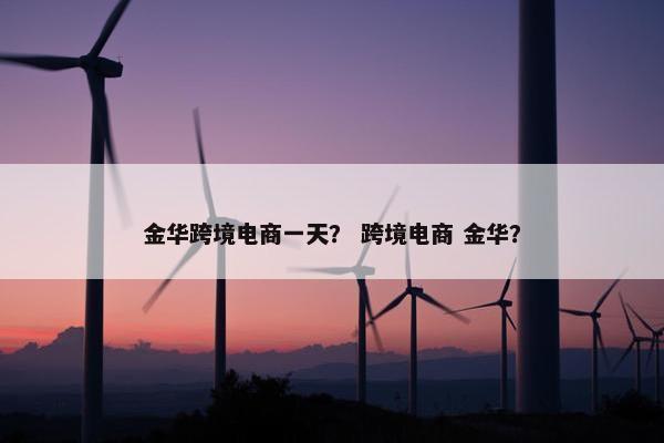 金华跨境电商一天？ 跨境电商 金华？