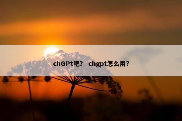 chGPt吧？ chgpt怎么用？