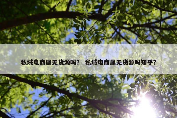 私域电商属无货源吗？ 私域电商属无货源吗知乎？