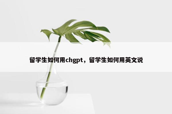 留学生如何用chgpt，留学生如何用英文说