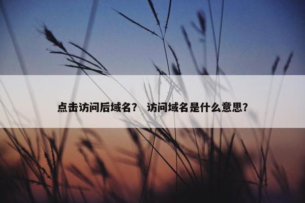 点击访问后域名？ 访问域名是什么意思？