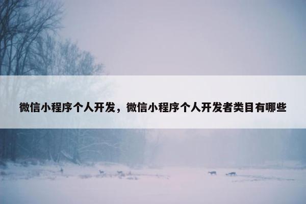 微信小程序个人开发，微信小程序个人开发者类目有哪些
