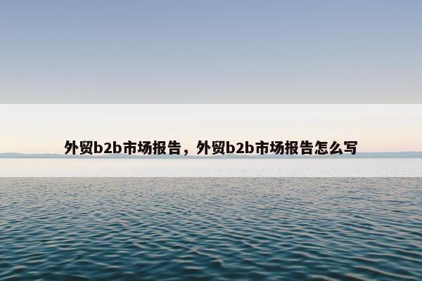 外贸b2b市场报告，外贸b2b市场报告怎么写