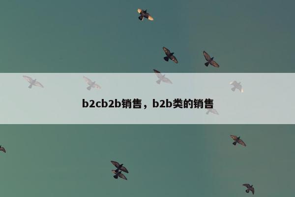 b2cb2b销售，b2b类的销售