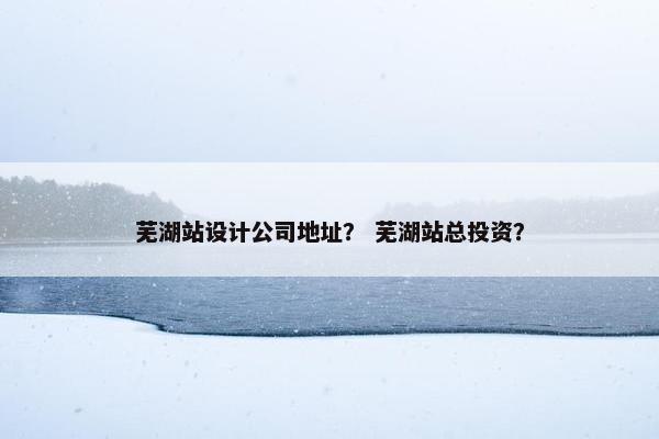 芜湖站设计公司地址？ 芜湖站总投资？