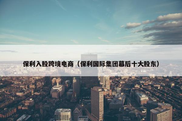 保利入股跨境电商（保利国际集团幕后十大股东）