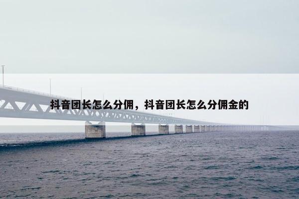 抖音团长怎么分佣，抖音团长怎么分佣金的