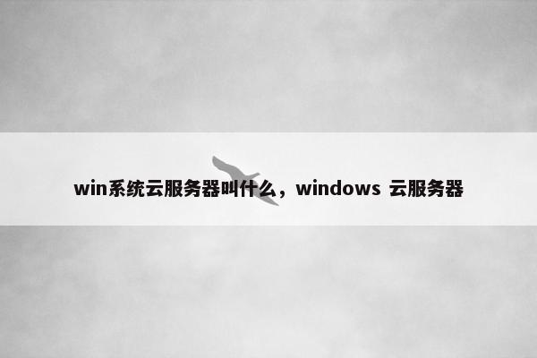 win系统云服务器叫什么，windows 云服务器