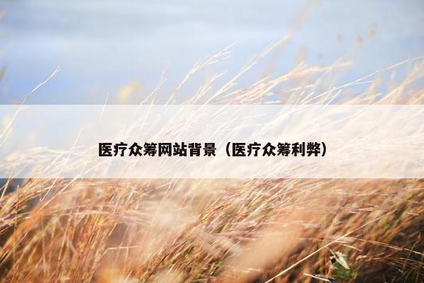 医疗众筹网站背景（医疗众筹利弊）