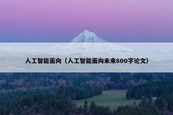 人工智能面向（人工智能面向未来800字论文）