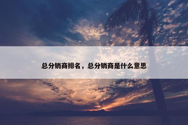 总分销商排名，总分销商是什么意思