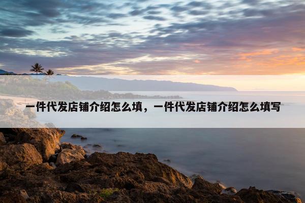 一件代发店铺介绍怎么填，一件代发店铺介绍怎么填写