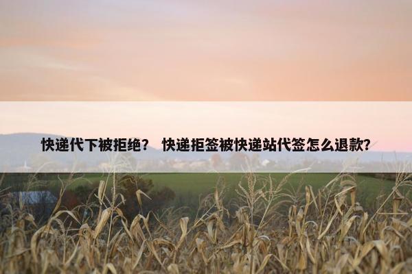 快递代下被拒绝？ 快递拒签被快递站代签怎么退款？