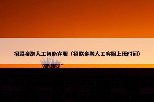 招联金融人工智能客服（招联金融人工客服上班时间）