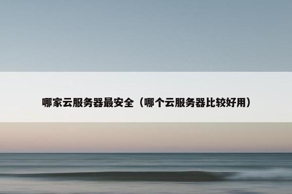哪家云服务器最安全（哪个云服务器比较好用）
