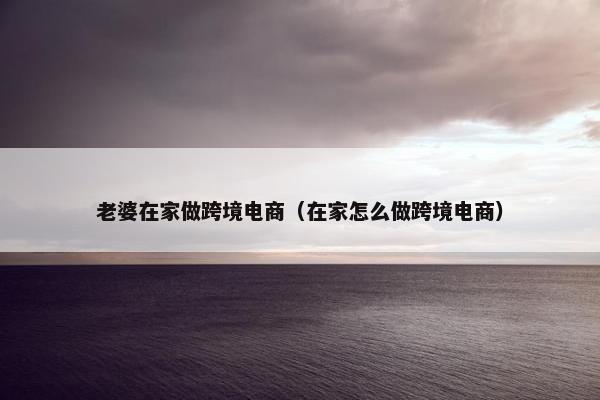 老婆在家做跨境电商（在家怎么做跨境电商）