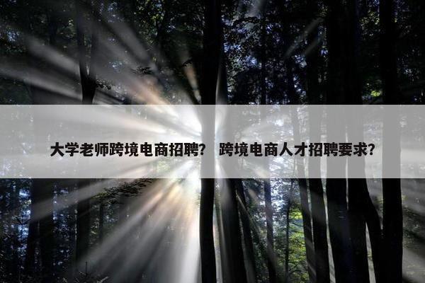 大学老师跨境电商招聘？ 跨境电商人才招聘要求？