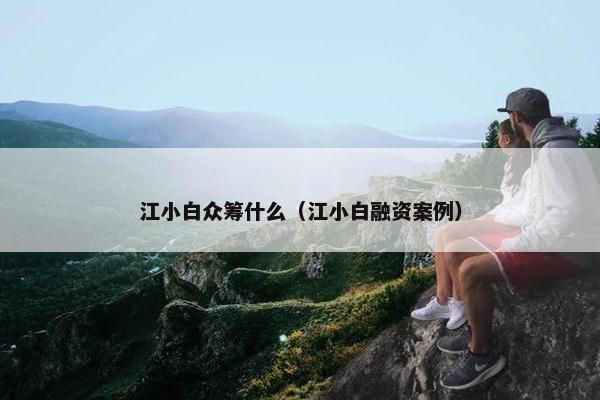 江小白众筹什么（江小白融资案例）