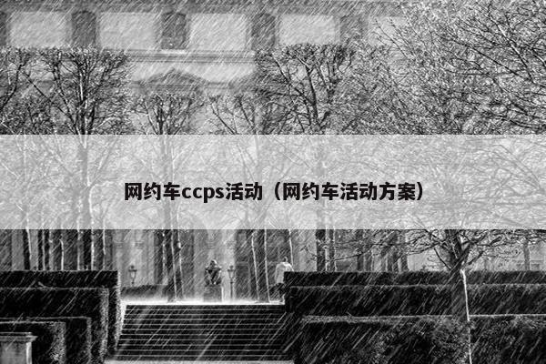 网约车ccps活动（网约车活动方案）