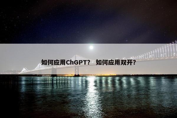 如何应用ChGPT？ 如何应用双开？