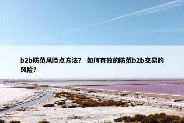 b2b防范风险点方法？ 如何有效的防范b2b交易的风险？