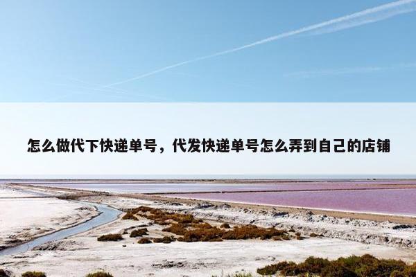 怎么做代下快递单号，代发快递单号怎么弄到自己的店铺