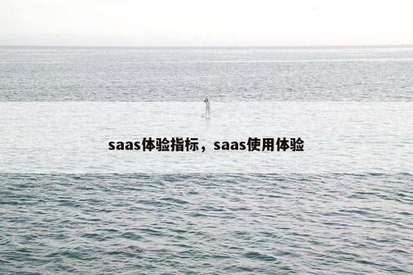 saas体验指标，saas使用体验
