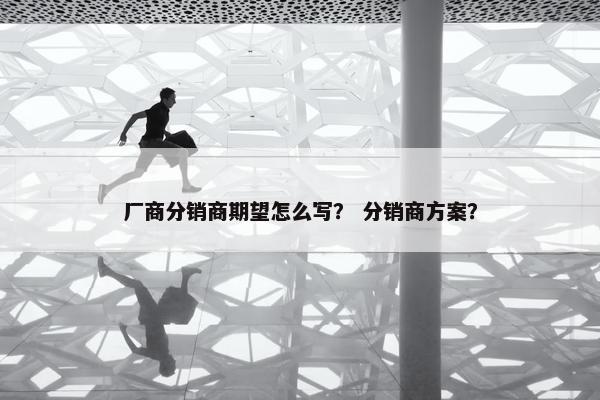 厂商分销商期望怎么写？ 分销商方案？