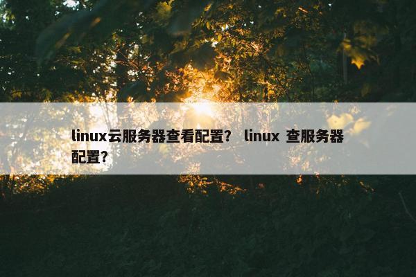 linux云服务器查看配置？ linux 查服务器配置？
