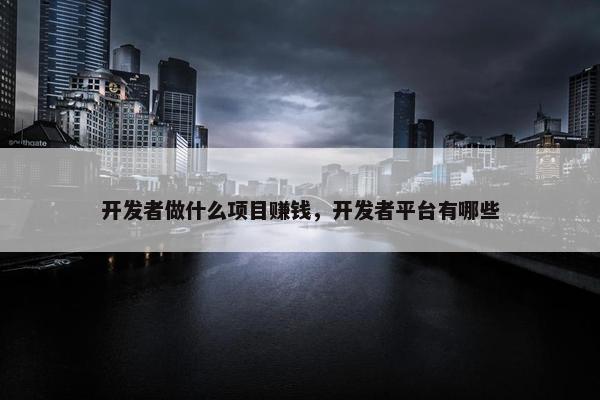 开发者做什么项目赚钱，开发者平台有哪些