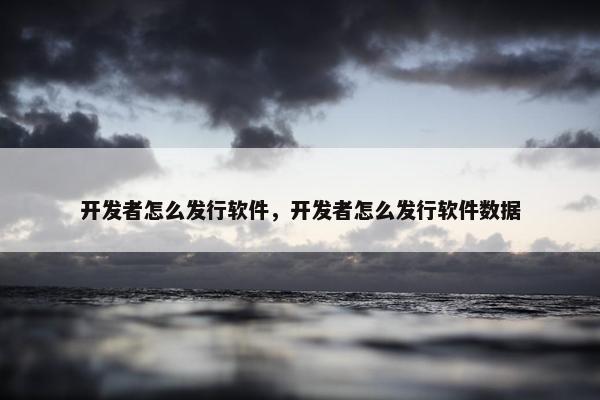 开发者怎么发行软件，开发者怎么发行软件数据