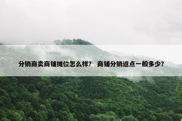 分销商卖商铺摊位怎么样？ 商铺分销返点一般多少？