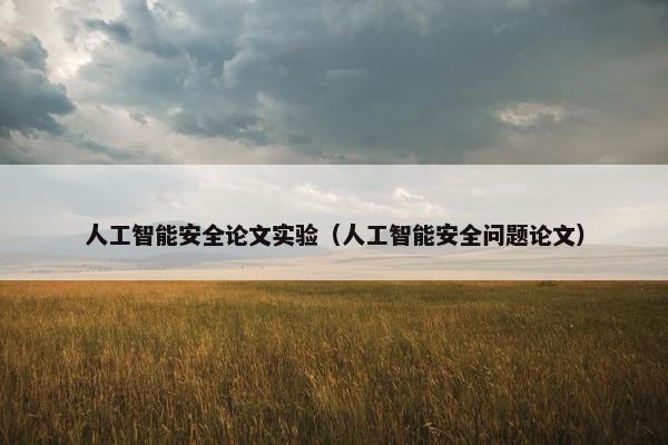 人工智能安全论文实验（人工智能安全问题论文）