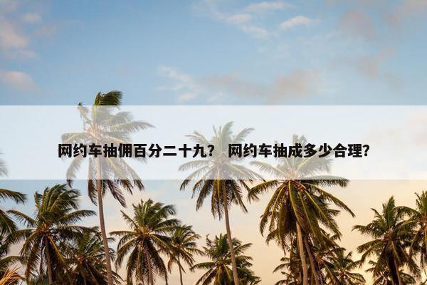 网约车抽佣百分二十九？ 网约车抽成多少合理？