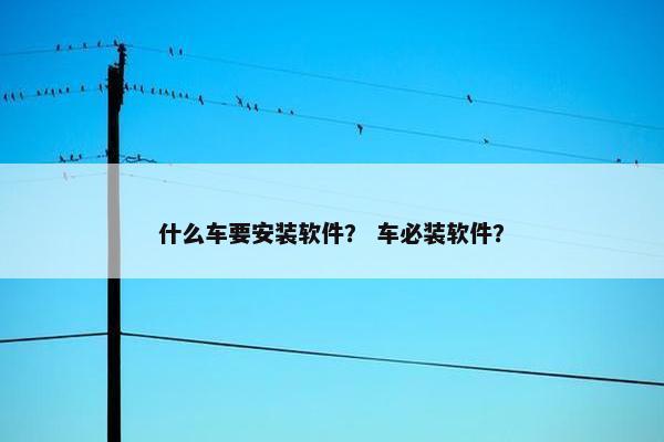 什么车要安装软件？ 车必装软件？